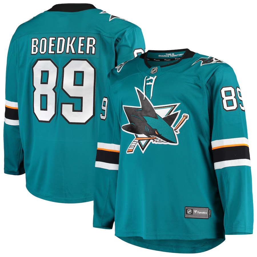 Men's San Jose Sharks Mikkel Boedker #89 Teal Breakaway Home Jersey